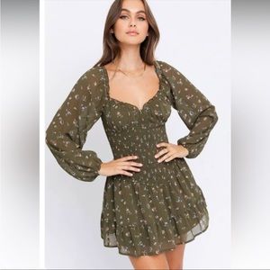 Bianca Bodice Olive Floral Printed Dress